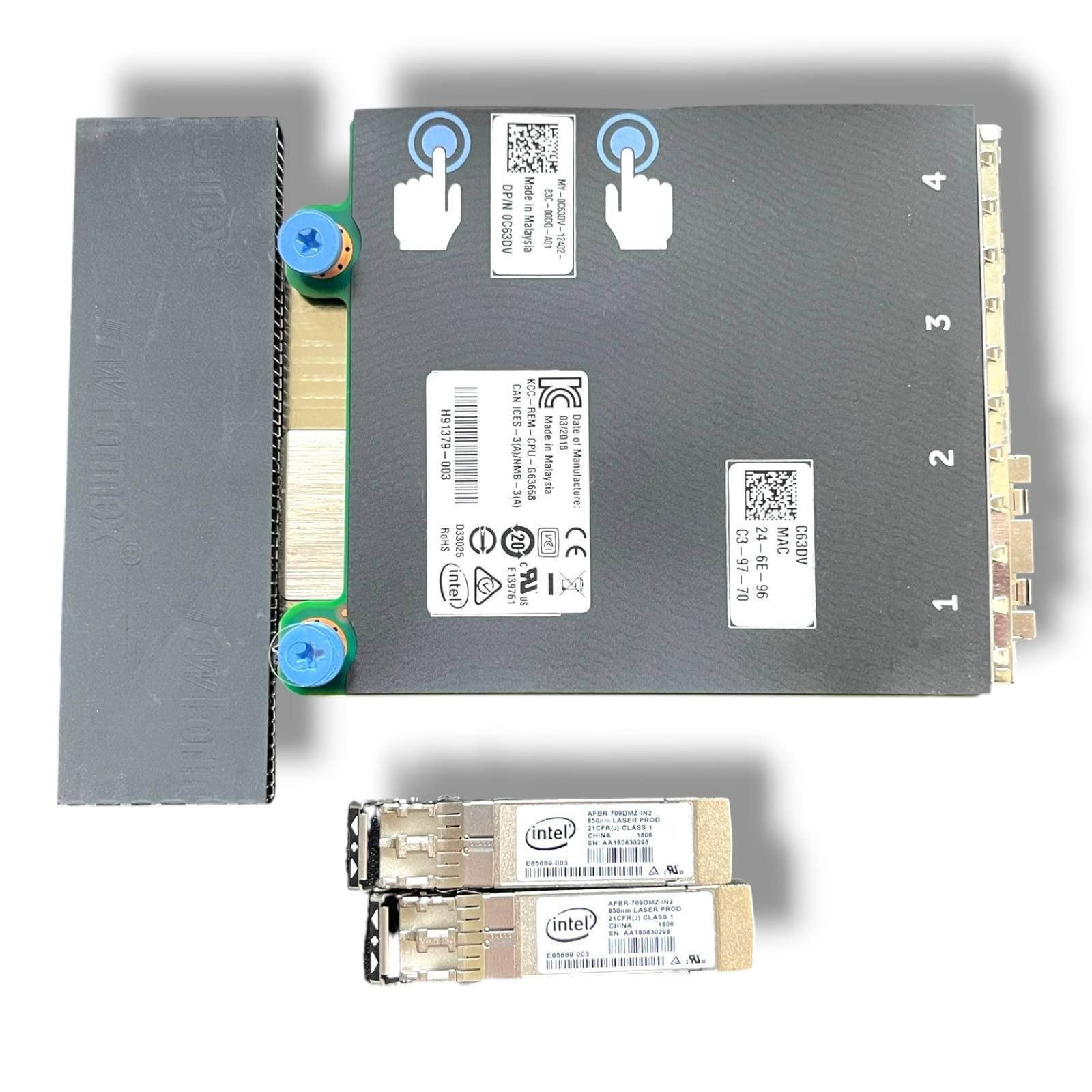 Dell Intel X520/I350 Quad Port rNDC 0C63DV Card + 2x Intel 10G SFP+ Module