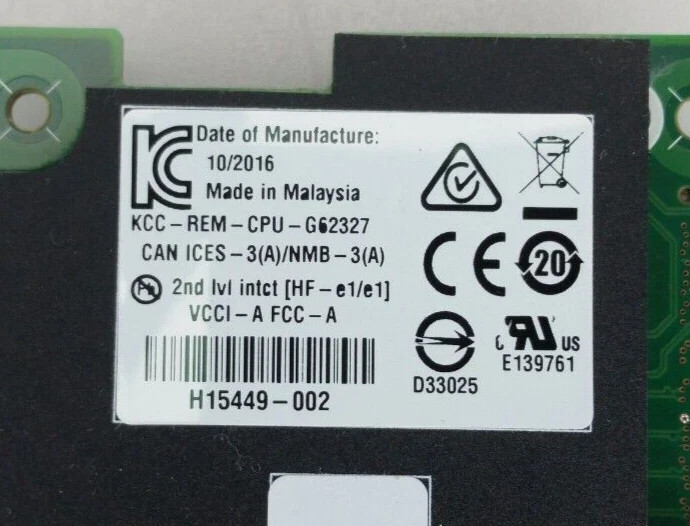 X520-DA1 X520DA10CP H15449-002 10GBE SINGLE PORT SFP+ ETHERNET SERVER ADAPTER