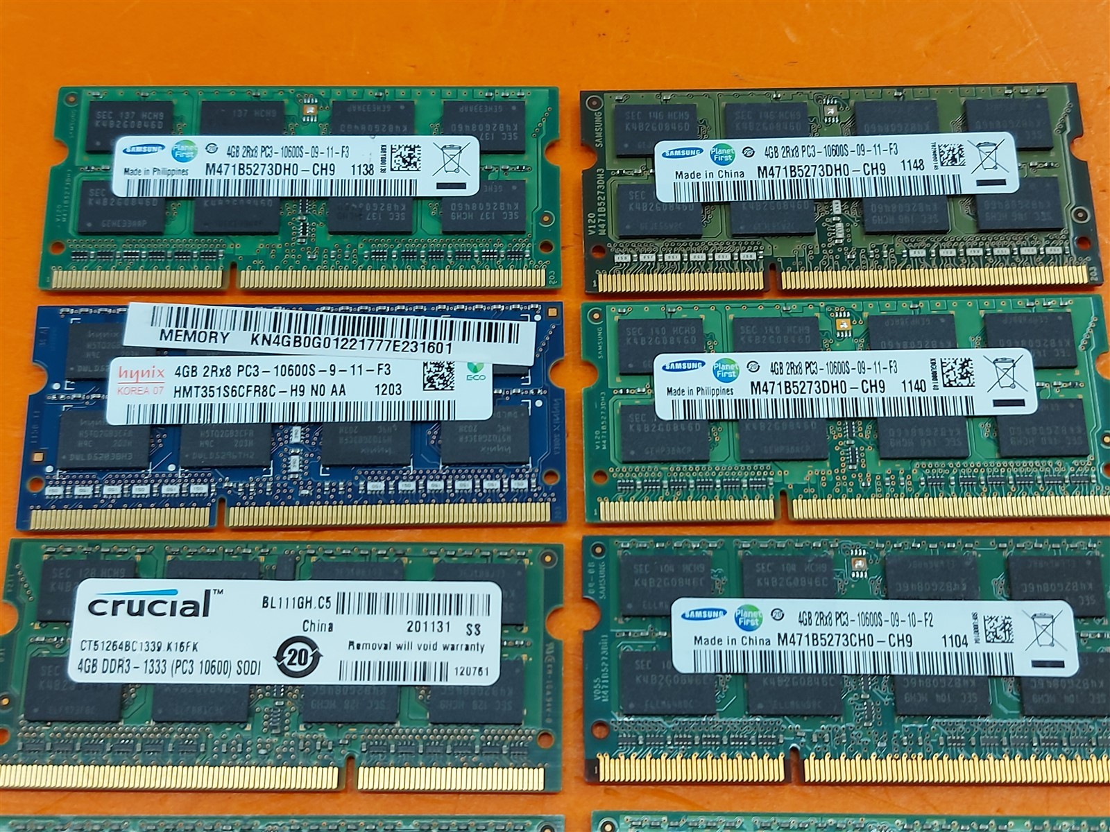 ⭐️⭐️⭐️⭐️⭐️ *Lot of 10* Assorted Laptop 4GB PC3-10600 DDR3-1333 RAM Memory Sticks