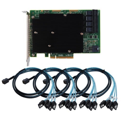 NEW LSI SAS 9300-16I 12GB/S HBA BUS ADAPTER CARD IT Mode 4*SFF-8643 SATA Cable