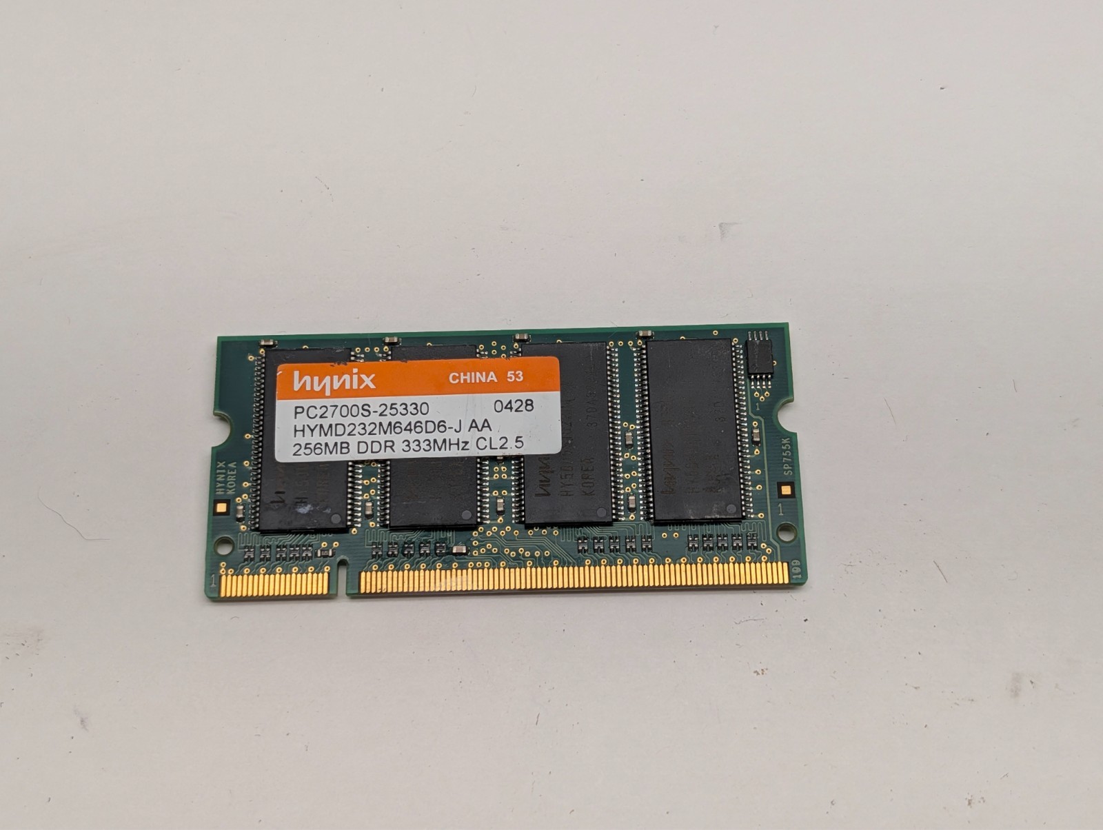 Qty2 Hynix 256MB DDR 333MHz CL 2.5 SODIMM RAM PC-2700S-25330