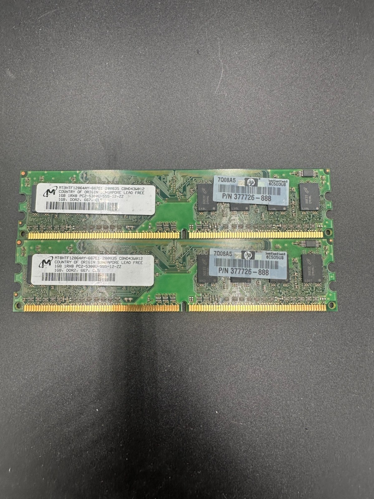 2 GB (2x1GB) Micron DDR2 PC2- 5300U-MT8HTF12864AY-667E1 – Desktop RAM – Tested