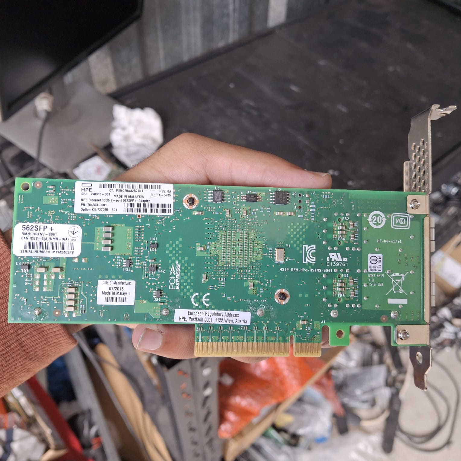 Hp 727055-B21 HPE Ethernet 10Gb 2-port 562SFP+ Adapter 790316-001 784304-001