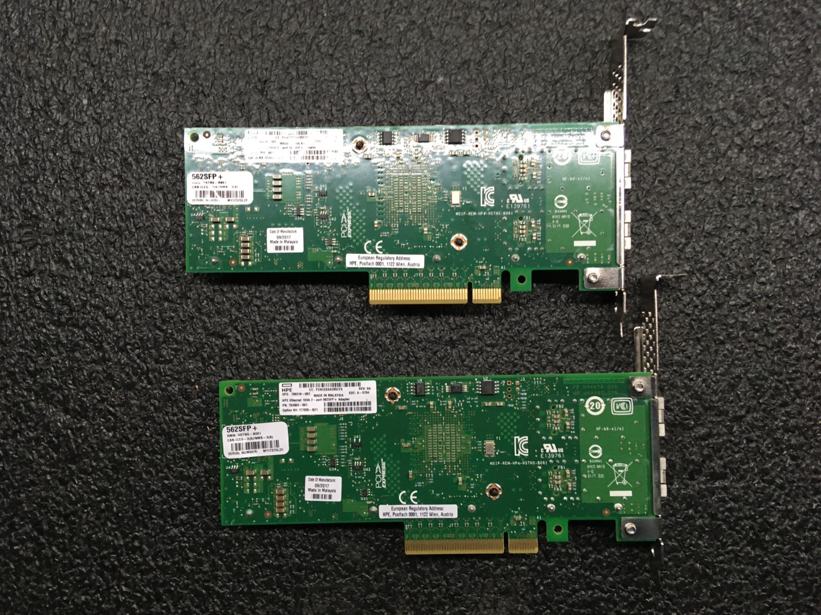 Lot of 2 HPE 10Gb 2-Port 562SFP Ethernet Adapter 790316-001