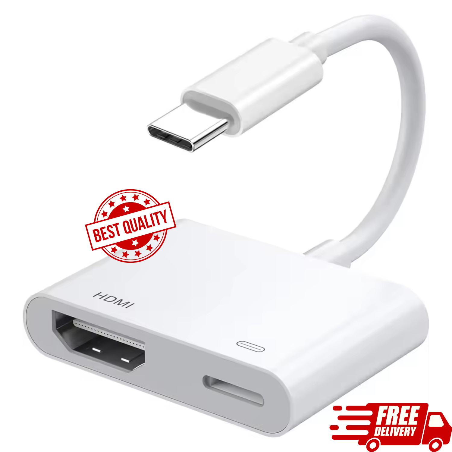 USB C to HDMI Adapter for iPhone 17/16/15 TV, Type C 4K@30Hz, White