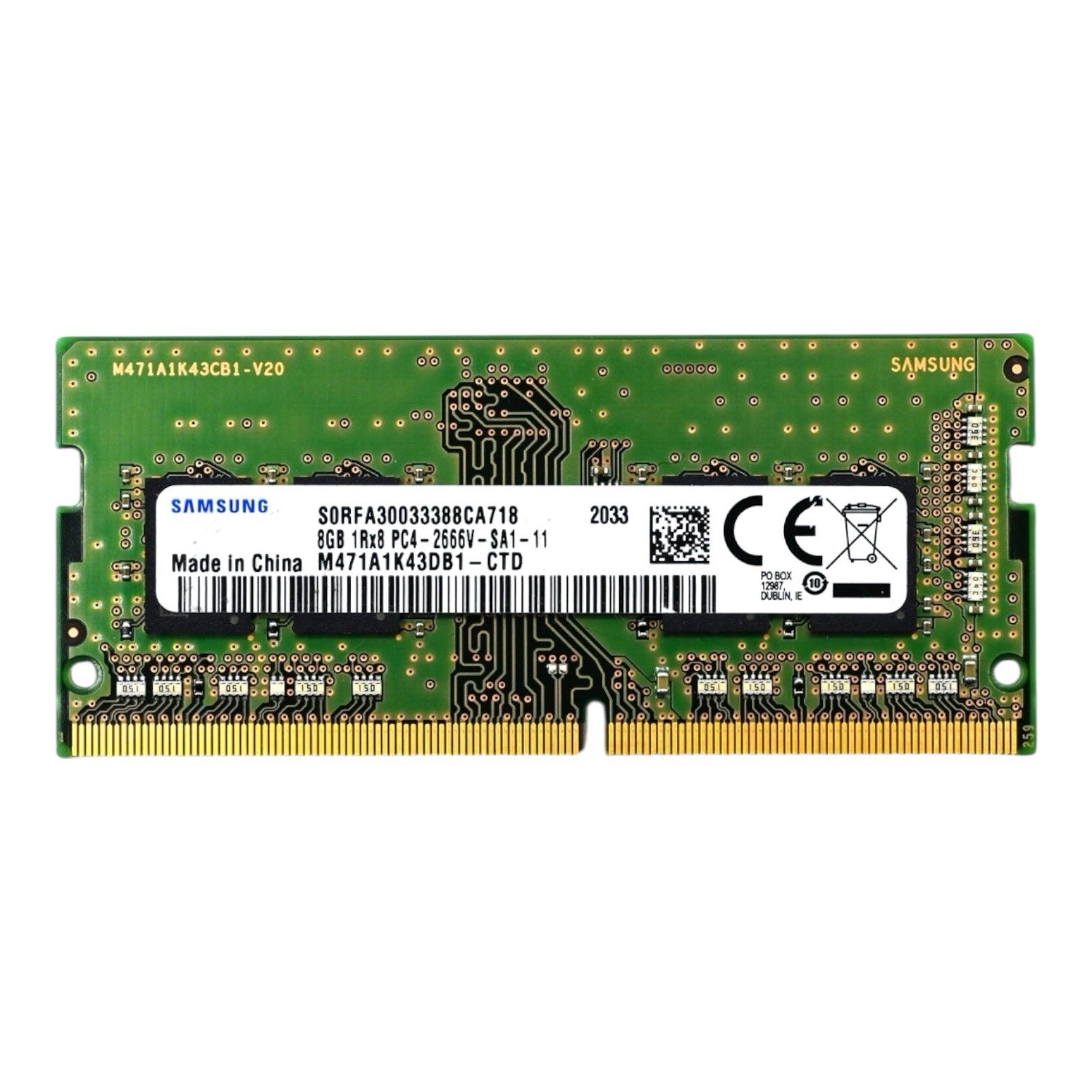 Samsung 8GB 1Rx8 DDR4 PC4-2666V SO-DIMM Laptop RAM Memory M471A1K43DB1-CTD