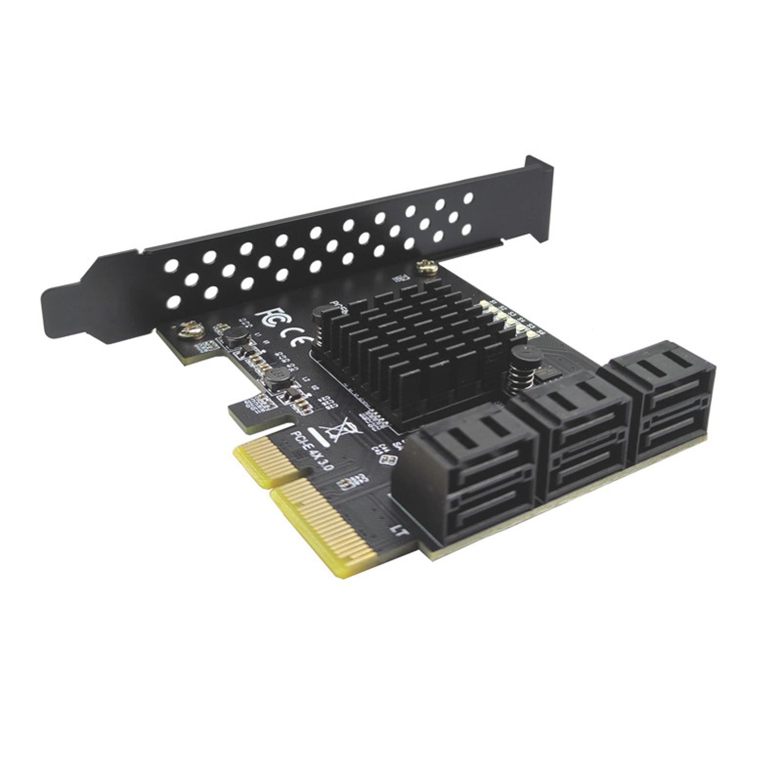 6 Port PCI-E Expansion Card Board Adapter PCI-E x4x8x16 6G SATA3.0 For ASMedia