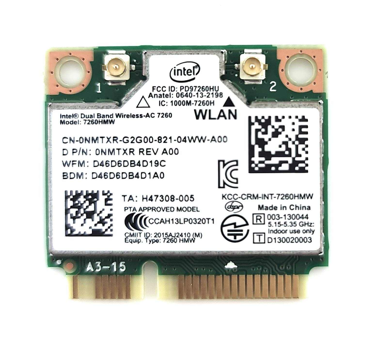 Intel 7260.HMW Dual Band Wireless-AC 7260 Network Adapter PCI Express Half Mini