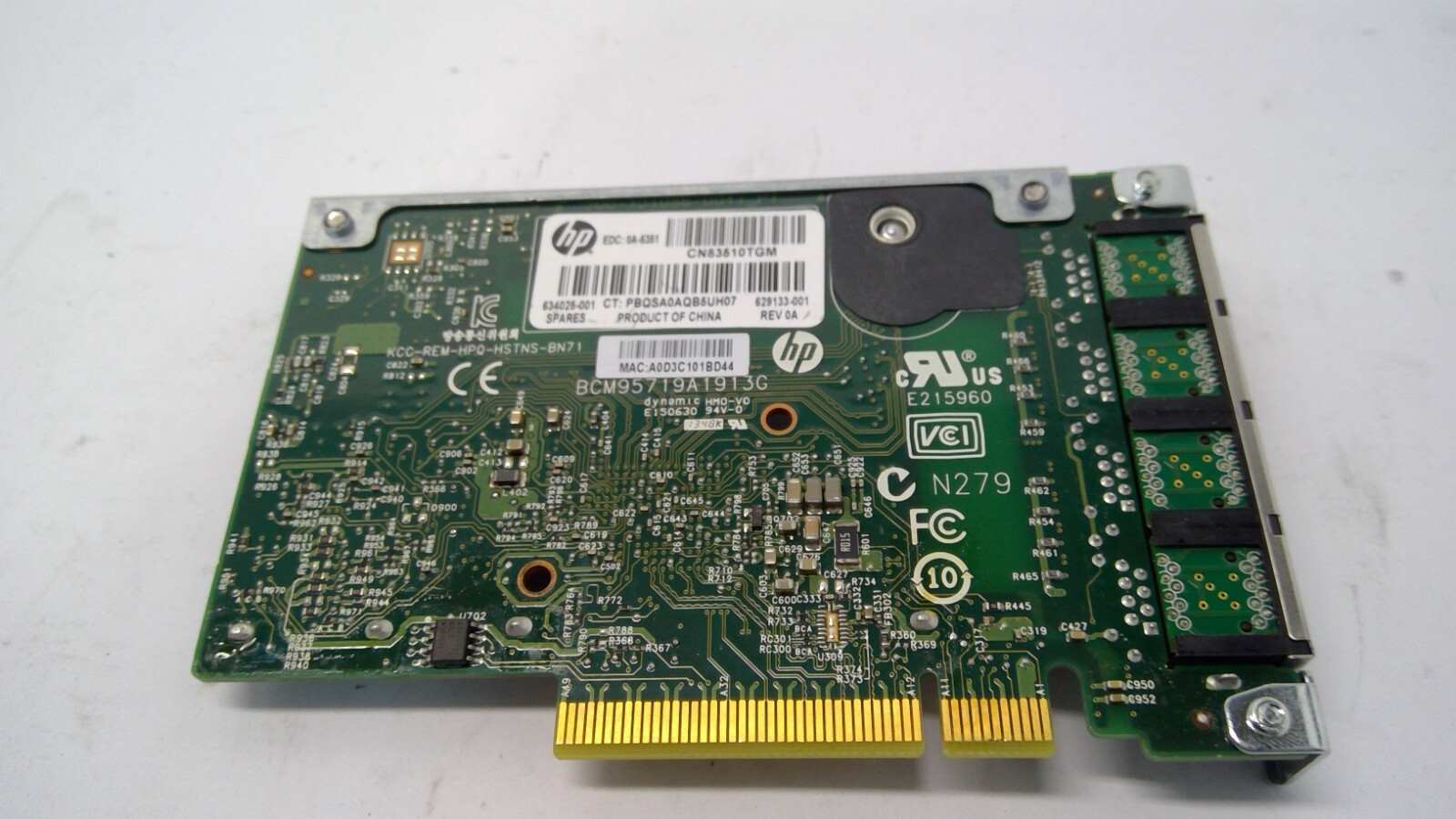 HP 629133-001 PCI Express x8 1Gb 4-Port 331FLR Adapter Ethernet Card No HeatSink