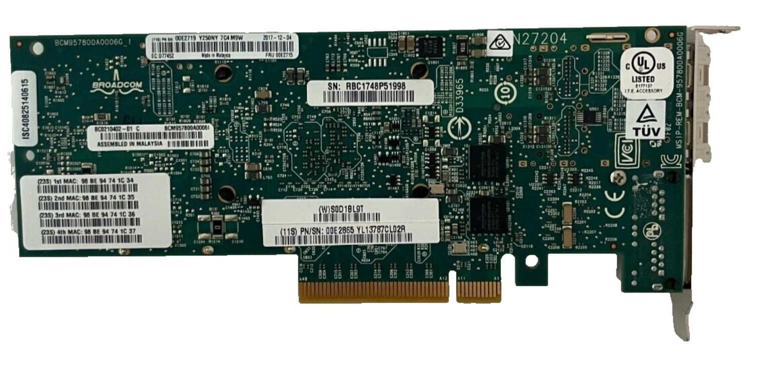 IBM 00E2719 4-Port 10GbE SFP+ RJ45 Ethernet Adapter PCIe Low Profile Card