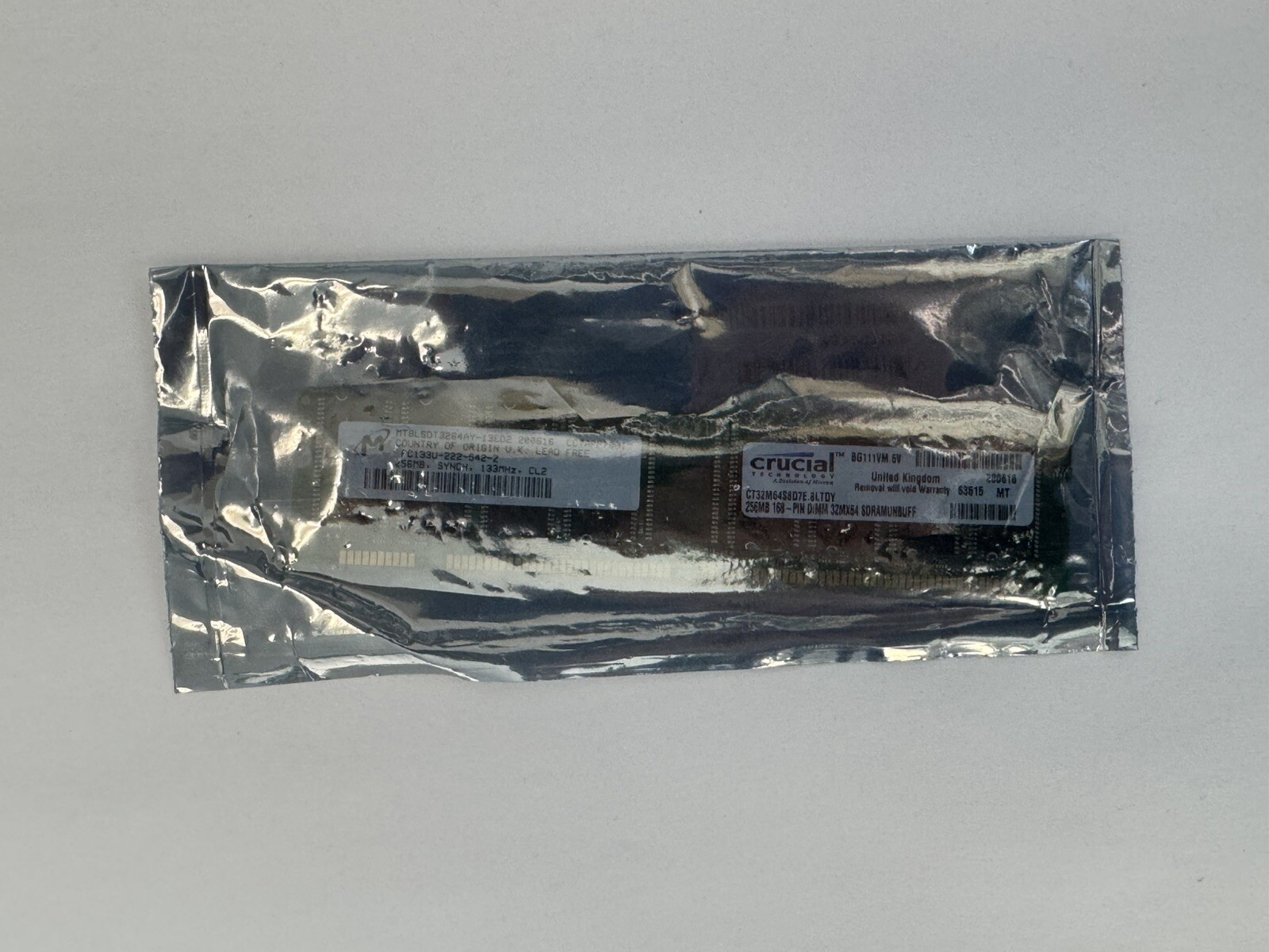 Crucial MEMORY 256MB SYNCH 133MHZ CL2, PC133U-222-542-Z, CT32M64S8D7E.8LTD SDRAM