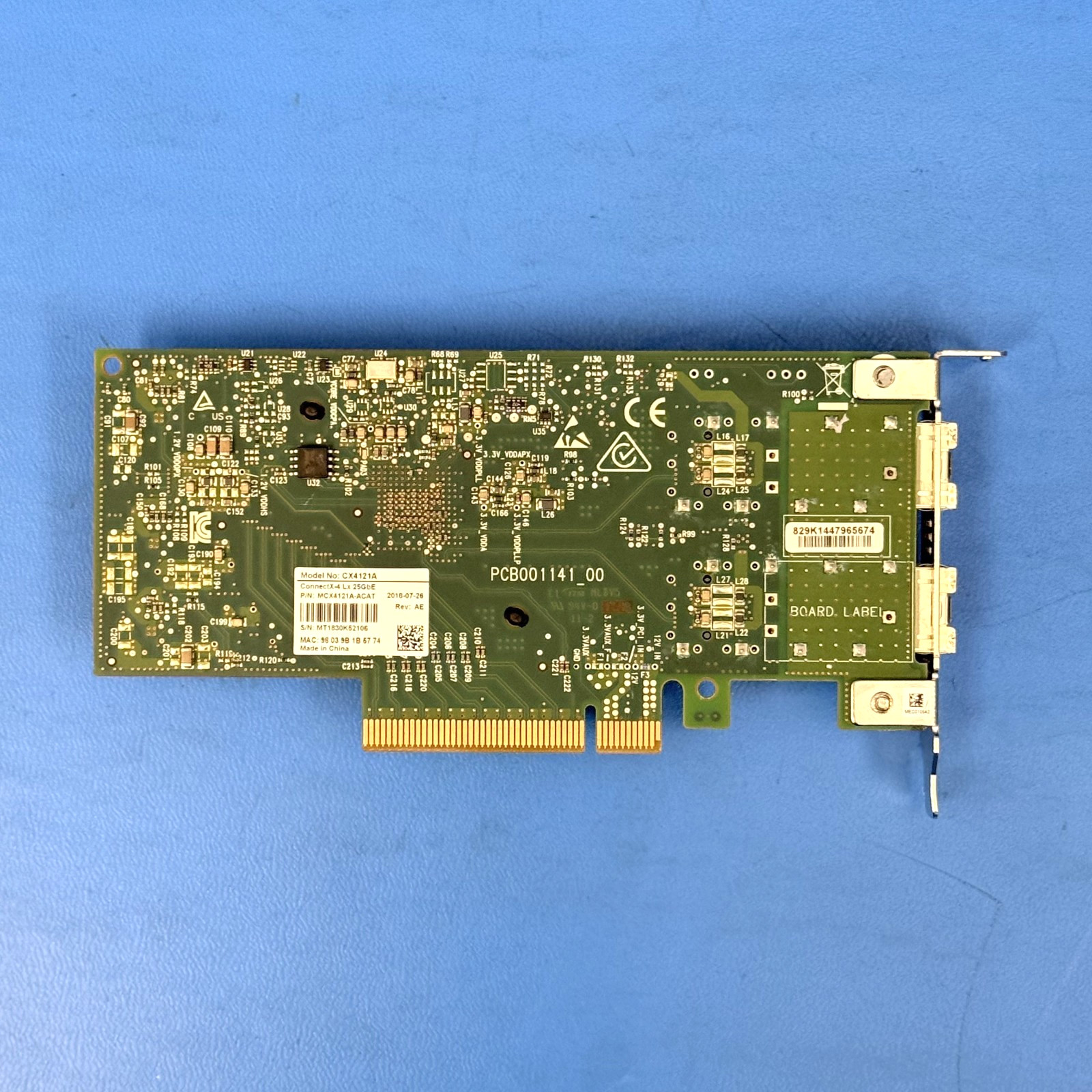 MCX4121A-ACAT Mellanox ConnectX-4 Lx EN 25GbE 2-Port SFP+ SFP28 Low Profile
