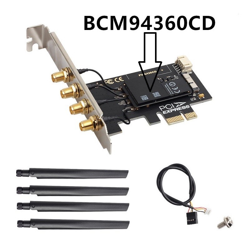 For macOS Hackintosh 5G wifi BCM94360CD PCIE WiFi adapter 802.11ac Desktop Card