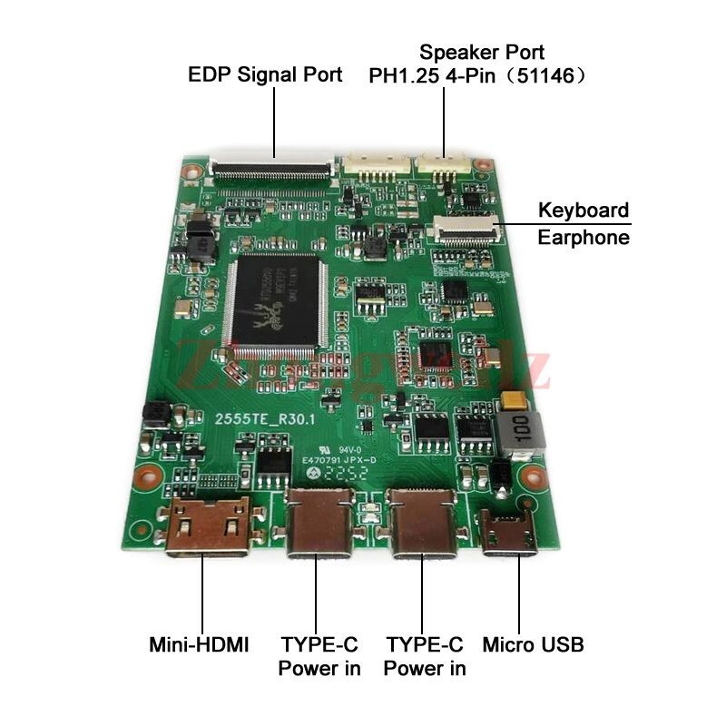 For NV140FHM-N41/N43/N45 1920×1080 USB-C Mini-HDMI EDP 30-Pin Screen Drive Board