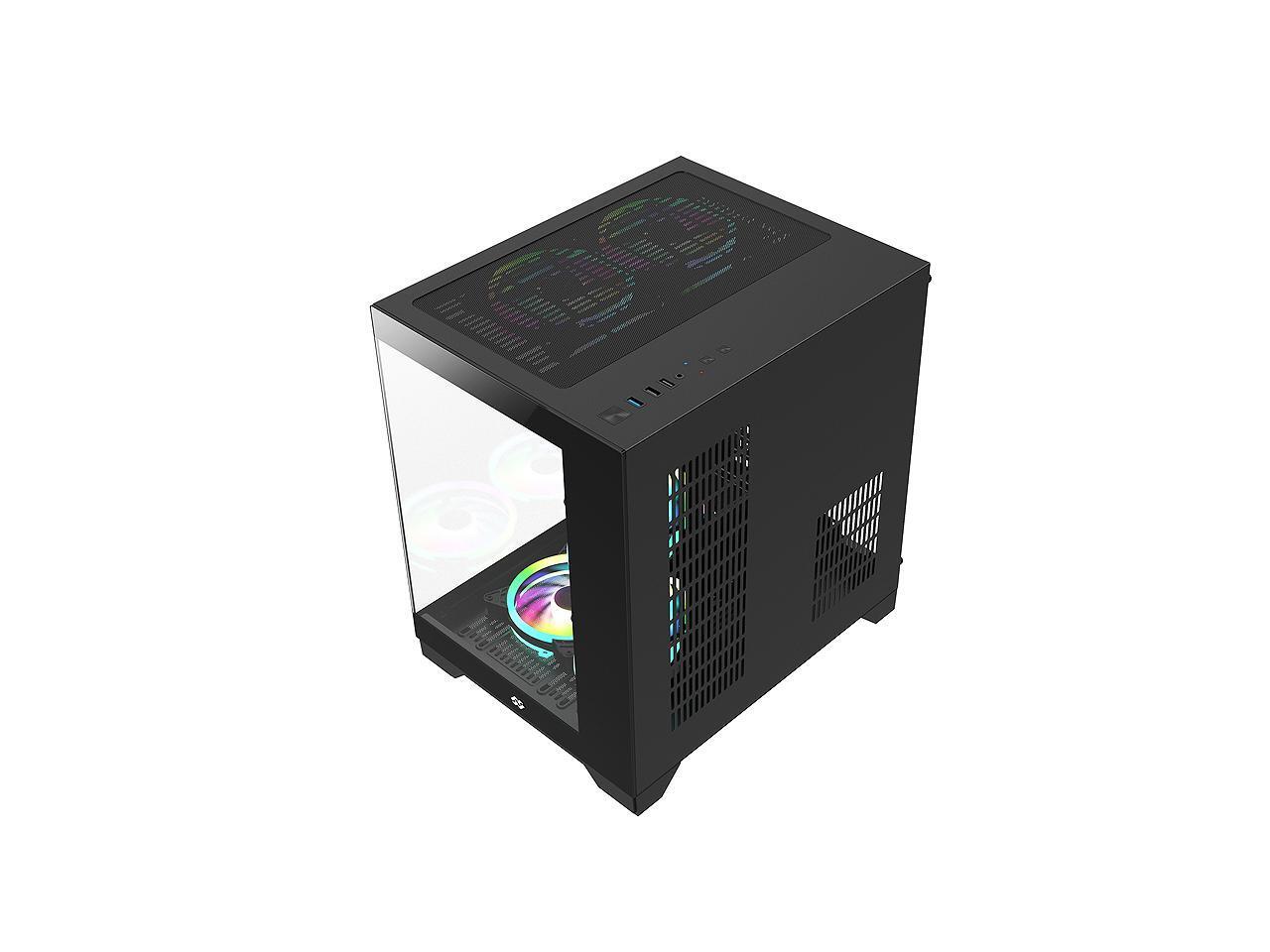 Bgears b-Pellucid MicroATX Black Micro ATX Tower Case, Tempered Glass Compact De