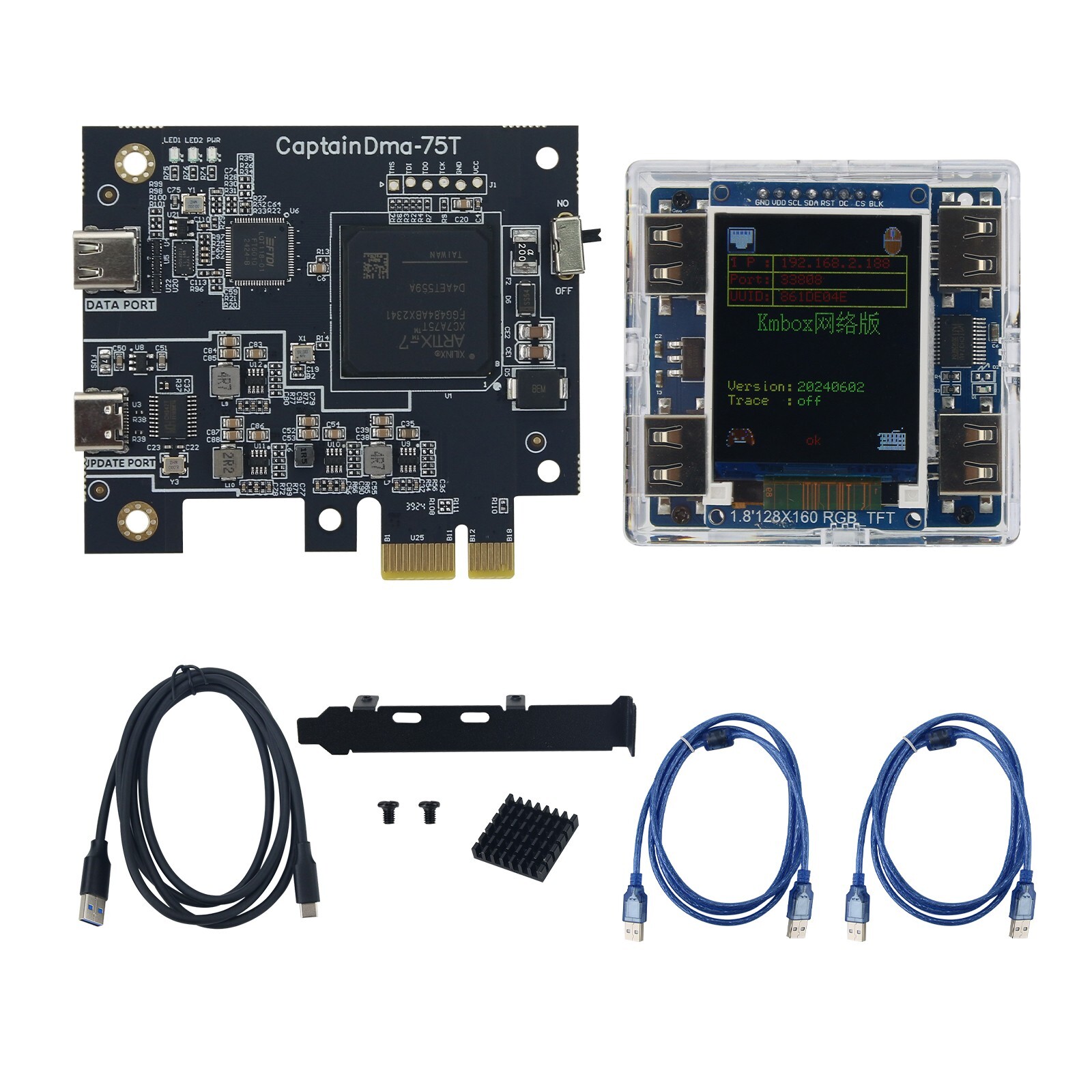 CapDMA Video Overlay Box + CaP75T DMA Board +KMBOX NET Keyboard Mouse Box Option