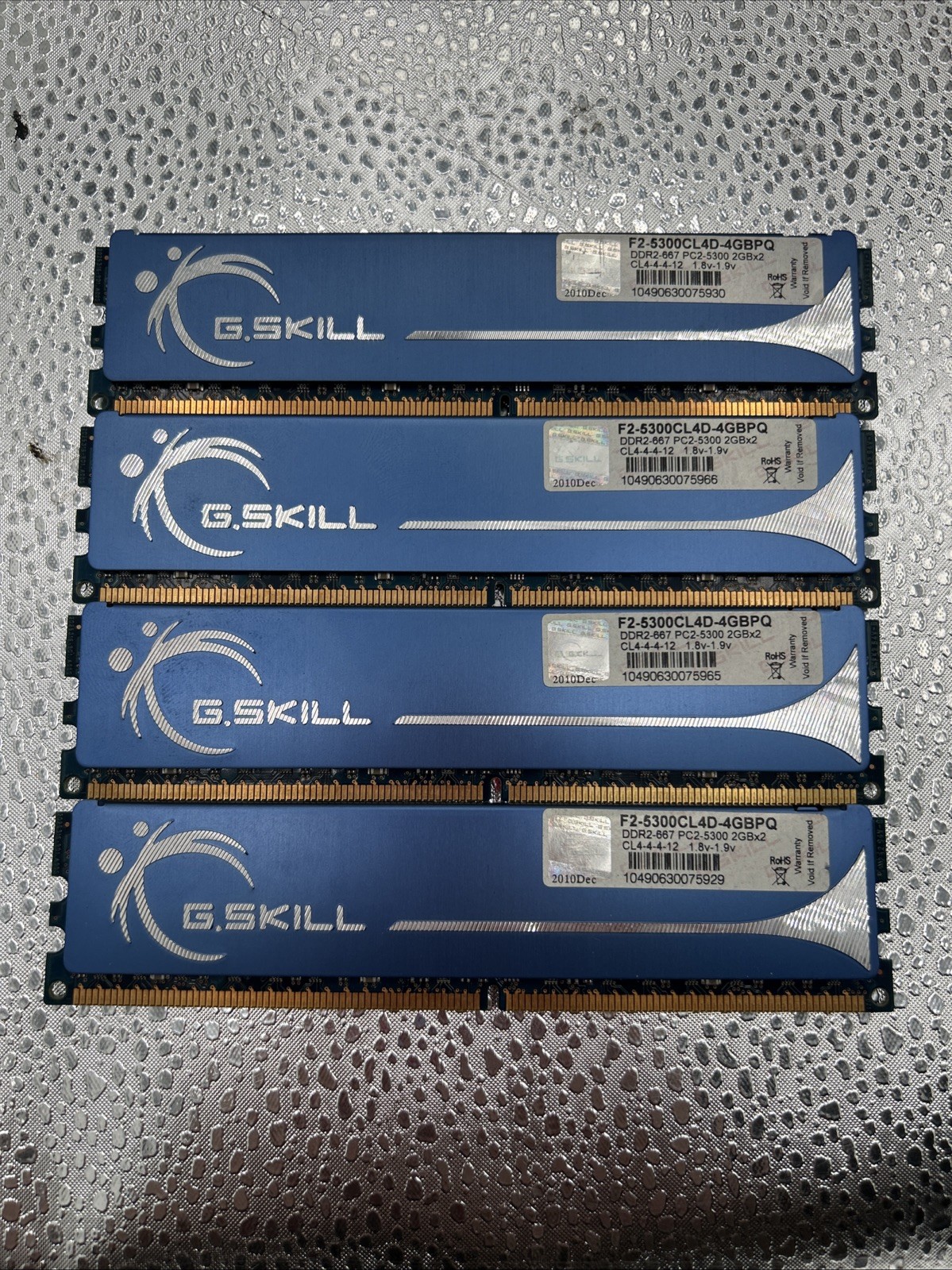 8GB Kit (4x) 2GB G.Skill F2-5300CL4D-4GBPQ DDR2-667 DRAM Memory Modules PC2-5300