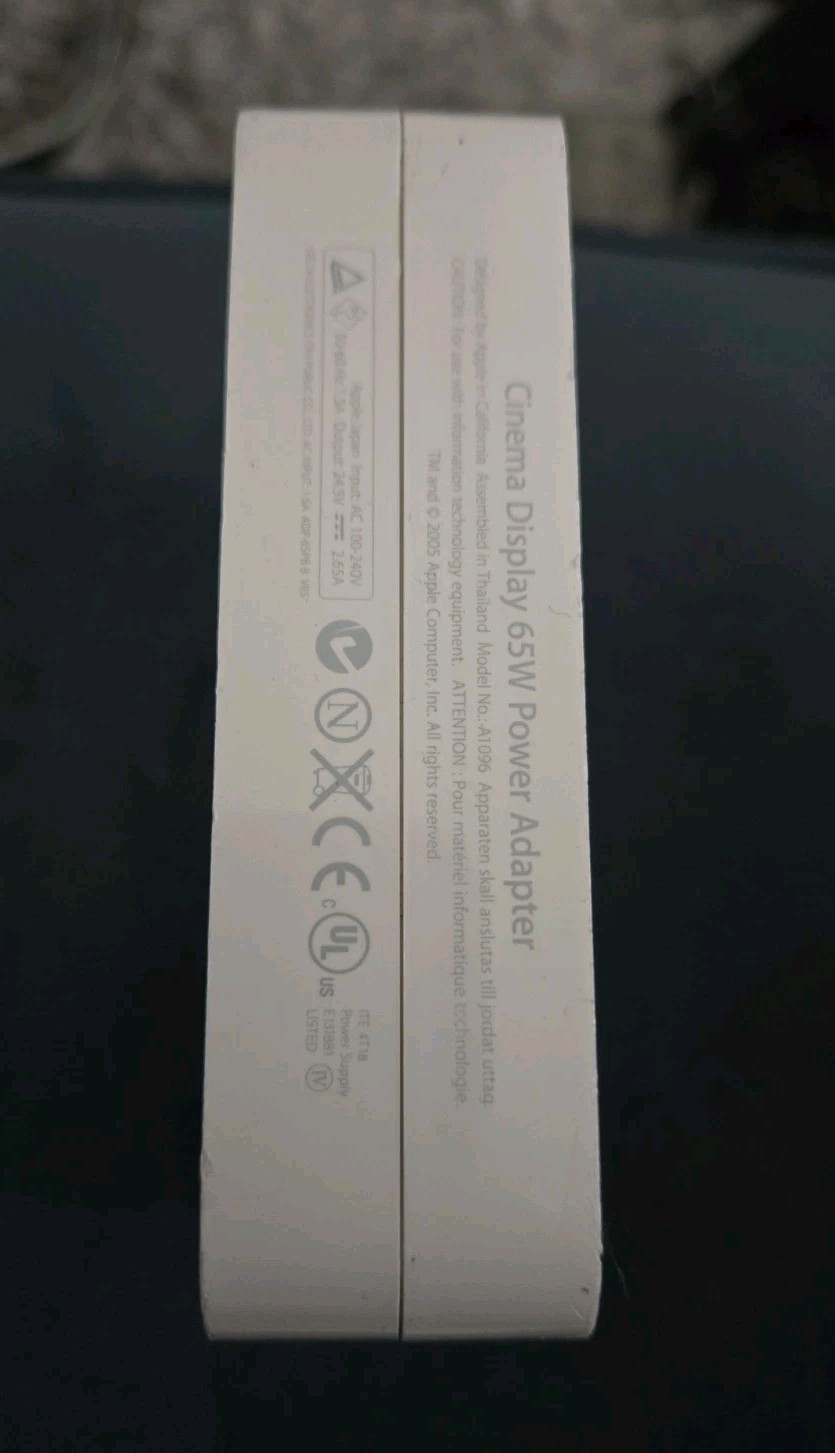 Original APPLE HD Cinema Display 65W Power Adapter Power Supply A1096 NO CORD