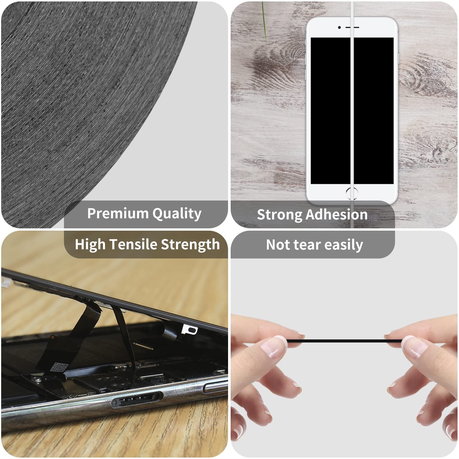 XUMAKI 2mm / 3mm x 50M LCD Repair Tape Phone Screen Adhesive 2mm+3mm, Black