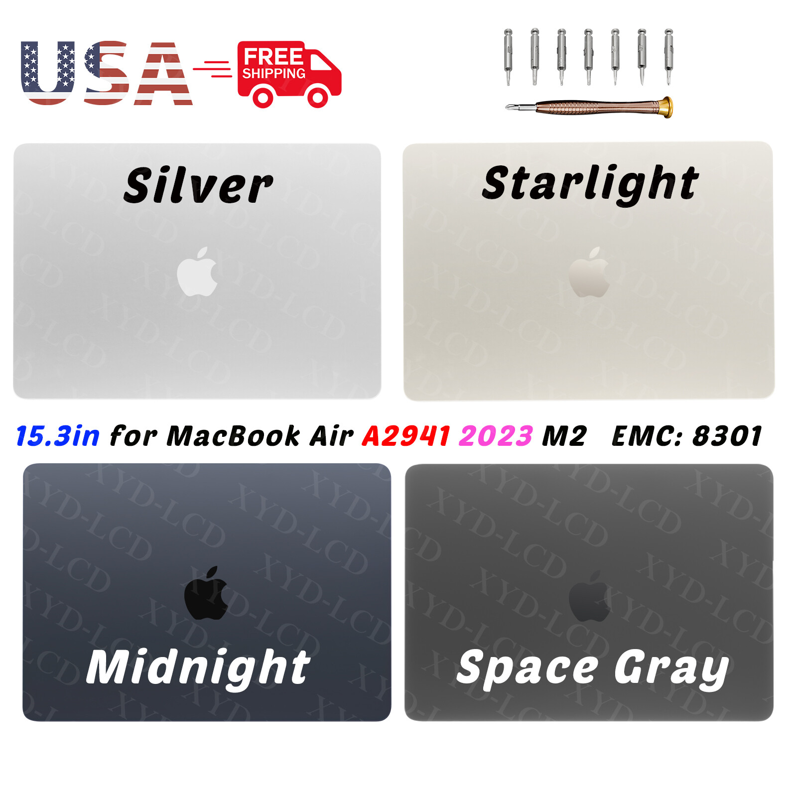15″ for Macbook Air A2941 M2 2023 2880×1864 EMC 8301 LCD Screen Display Assembly