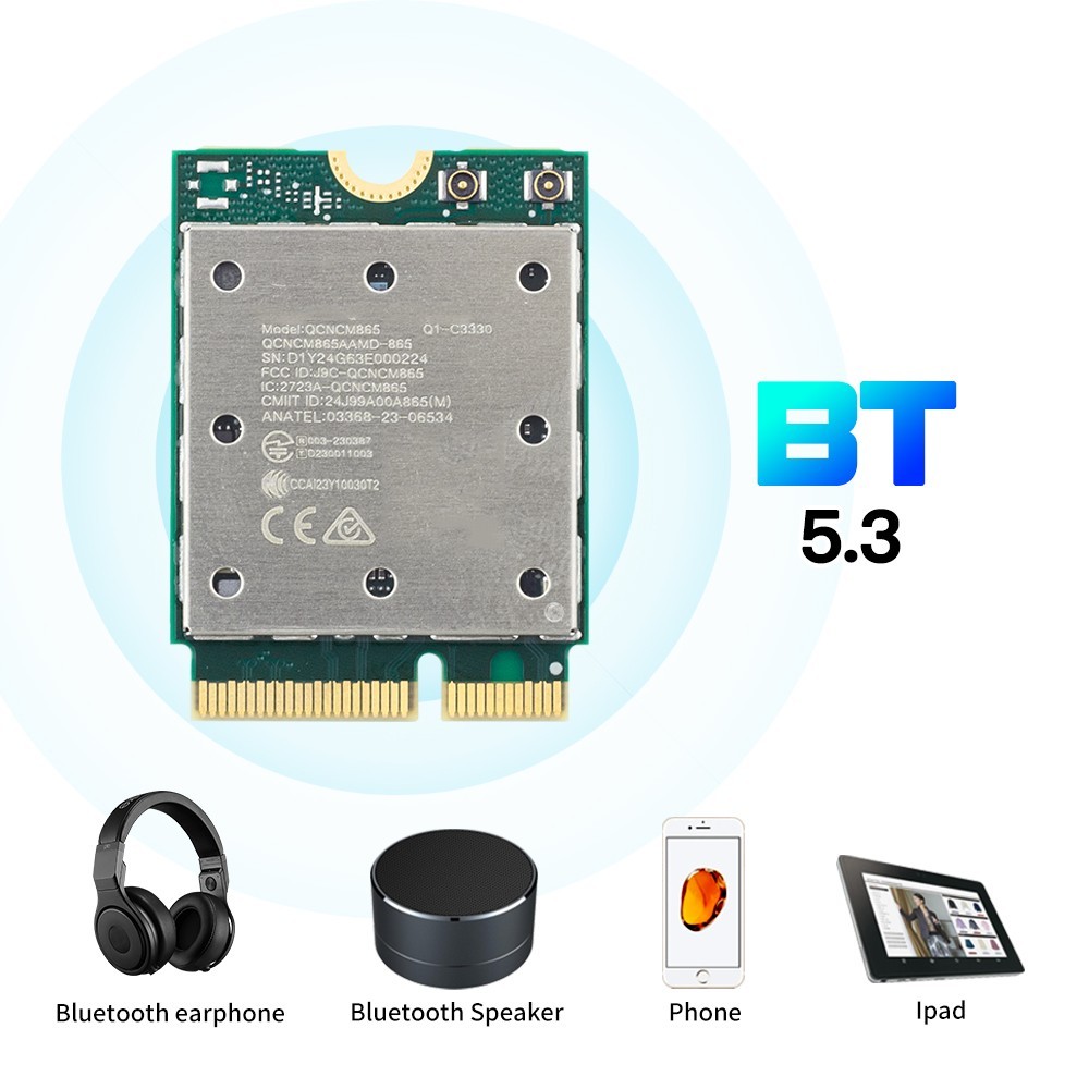 QCNCM865 Wi-Fi 7 M.2 Module 2.4G/5G/6GHz Wifi Bluetooth 5.3 Card Adapter for PC