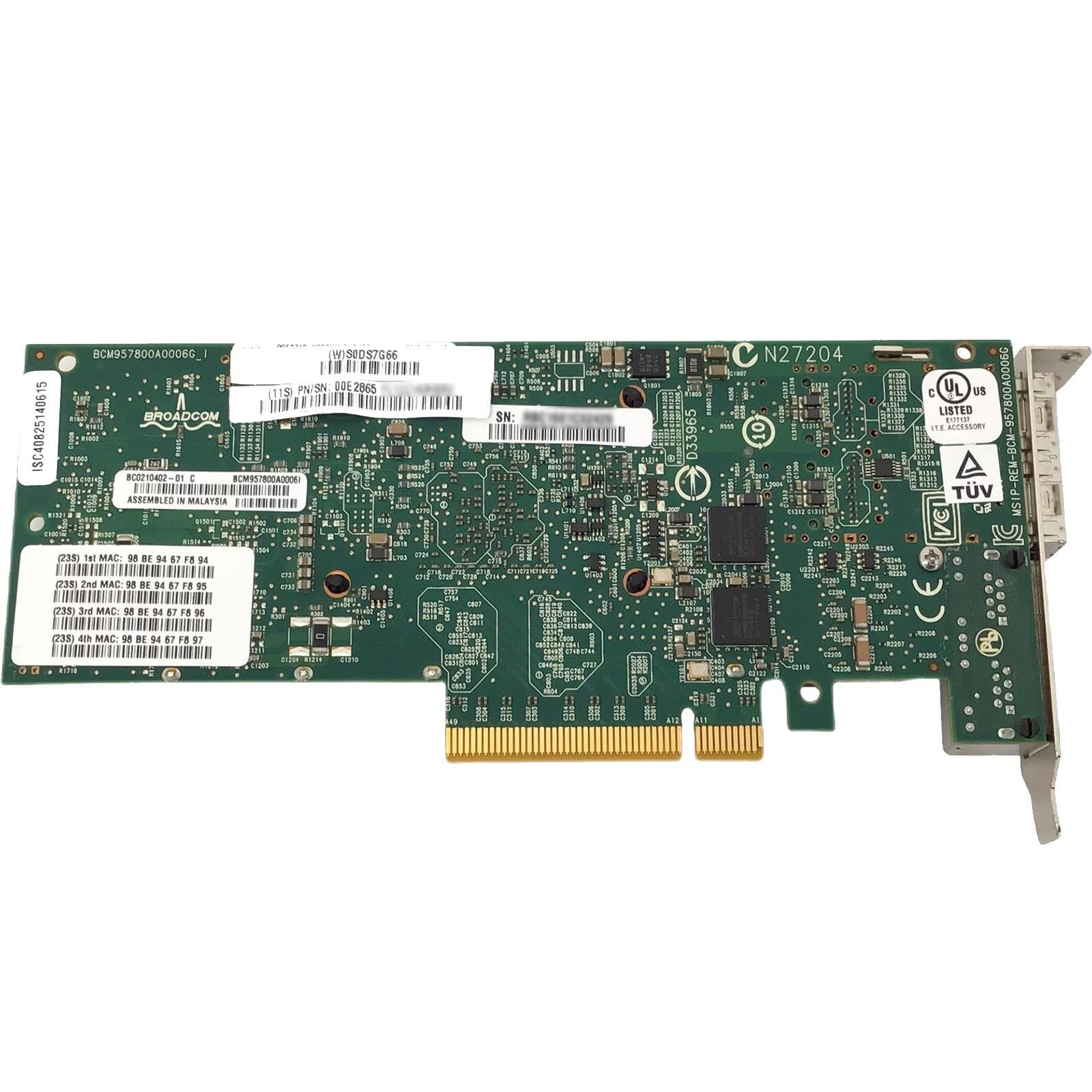 IBM ELSZ Quad Port 2x SFP+ 10GB 2x RJ45 1GB PCIe x8 Power Server P8 P9 Low