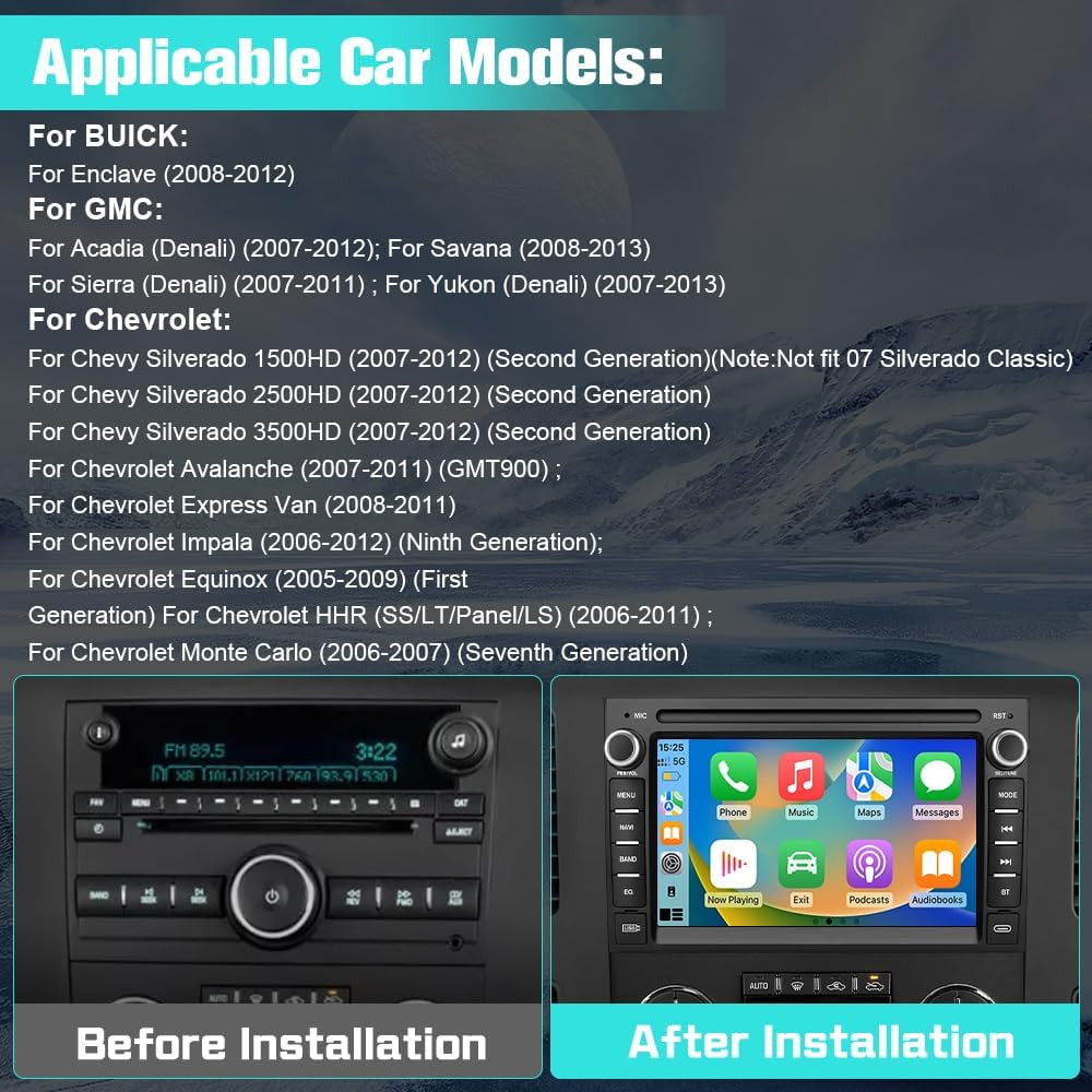 4 Core 64GB for Chevy Silverado Tahoe GMC Sierra Yukon 2007-2013 | Android Touch