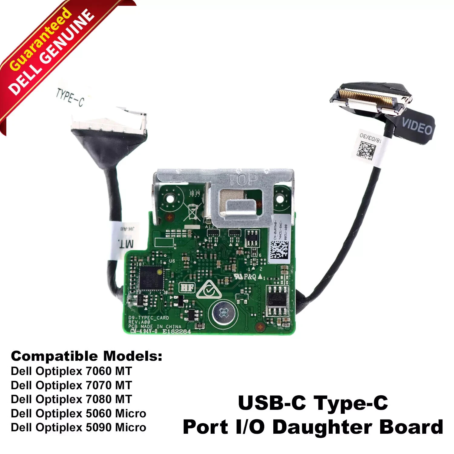 Dell OptiPlex 7060 7070 7080 USB Type-C R9J4K 8XP85 WRMH0 I/O Daughterboard Card