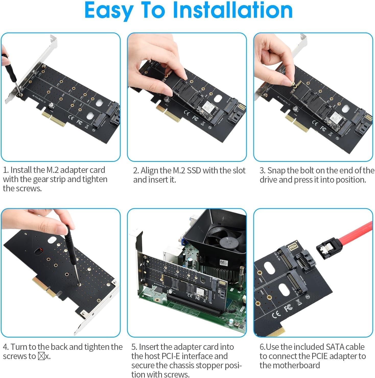 Dual M.2 PCIE Adapter NVME/NGFF to PCIE X4 Expansion Card 32Gbps PCIE NVME SS…