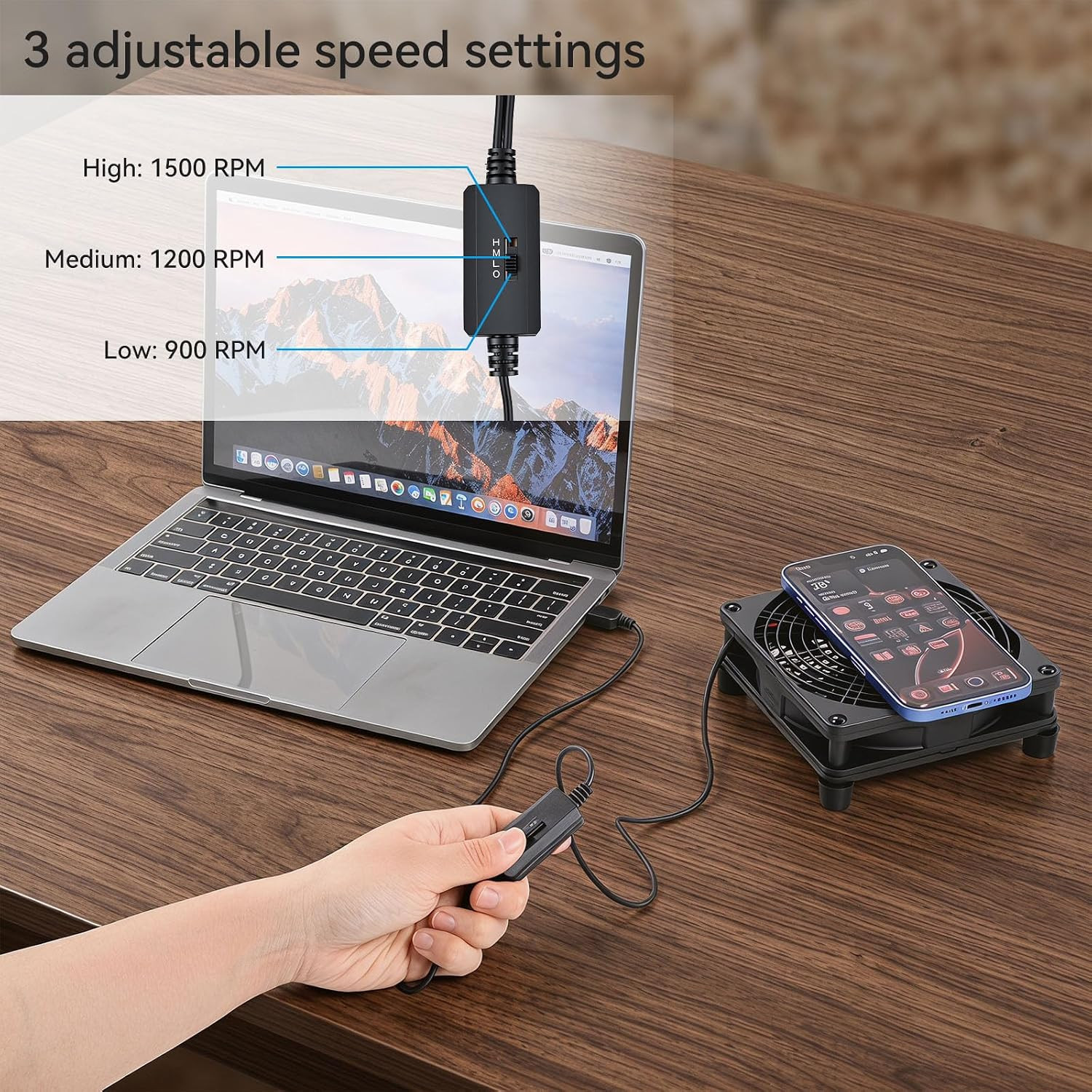 USB Powered Cooling Fan 140Mm with 3 Speed Adjustable Computer USB Fans