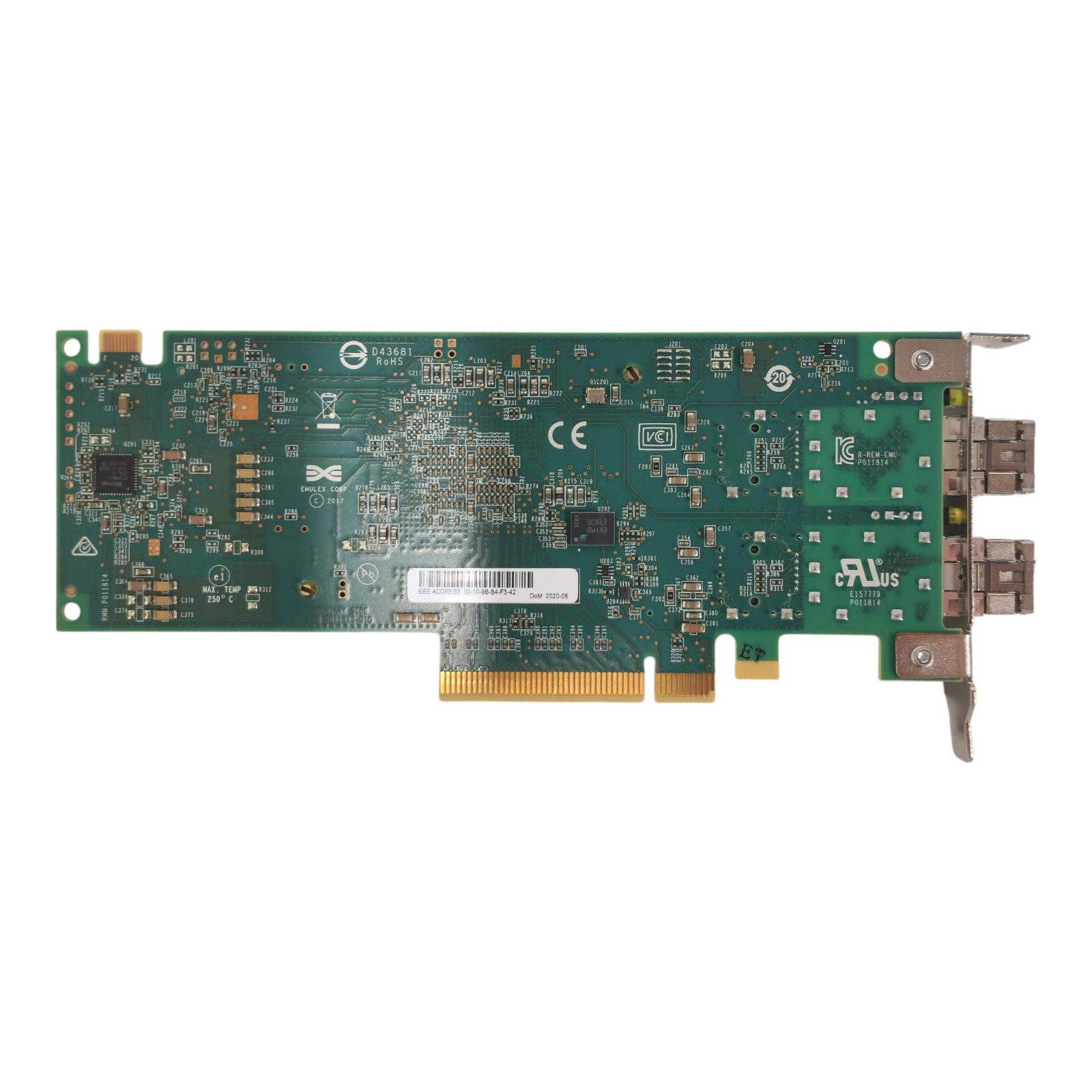Dell Emulex LPe35002 Dual Port 32Gb FC SFP+ HBA HH 4VDY3 + 2x 32Gb SFP+