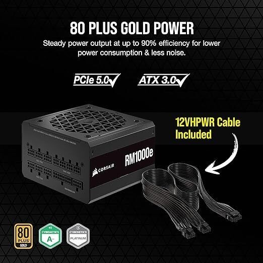 Corsair RM1000e (2023) Fully Modular Low-Noise ATX Power Supply Unit