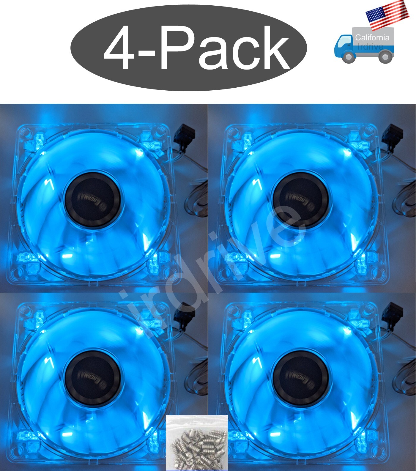 4pack: NEW Enermax Twister 80mm Blue LED 3pin 12V ON/OFF Switch Case Cooling Fan