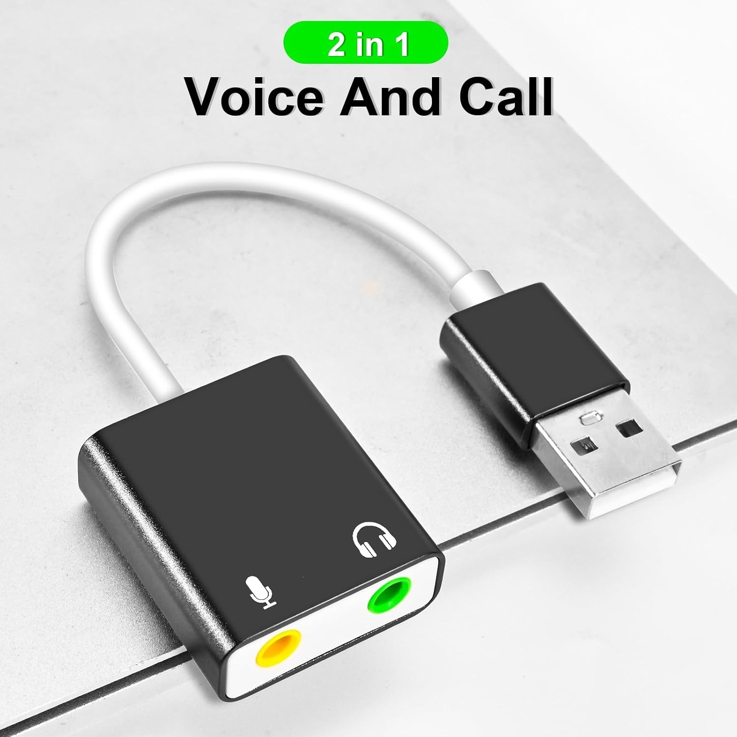USB Audio Adapter External Sound Card 3.5mm Mic Headphone for PC Laptop