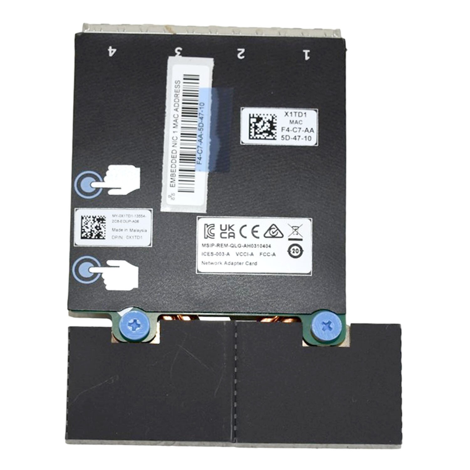 Dell QLogic QL41164 4-Ports 10GbE RJ45 Base-T PCIe Network Daughter Card X1TD1