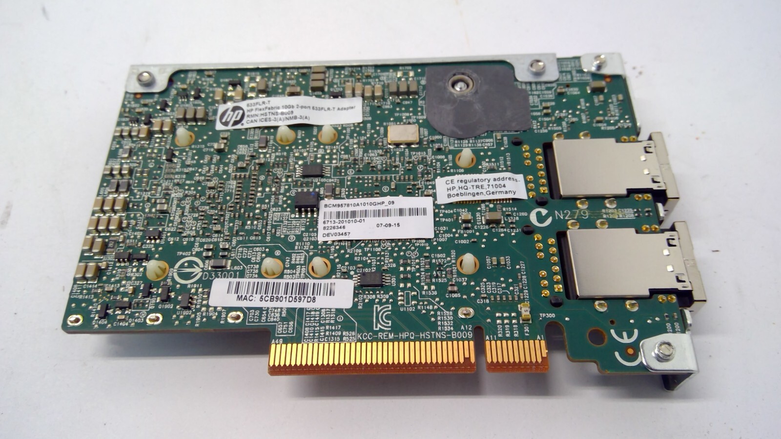 Lot of 5 HP FlexFabric 533FLR-T 2-Port 10Gbps RJ-45 Network Adapter 701534-001