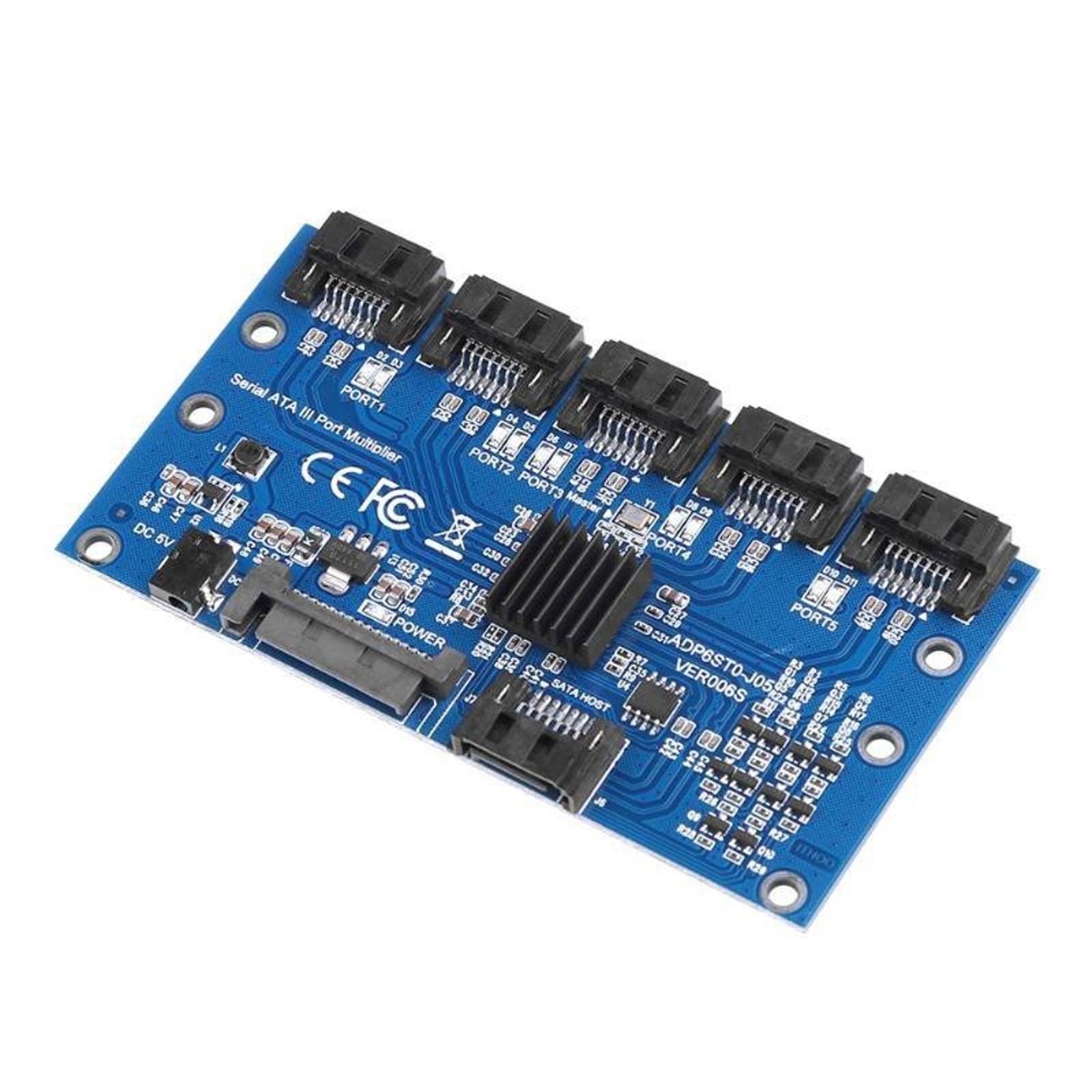 SATA Expansion Card 1 to 5 Port SATA 3.0 Mainboard 6Gbps Port Riser Card Adapter