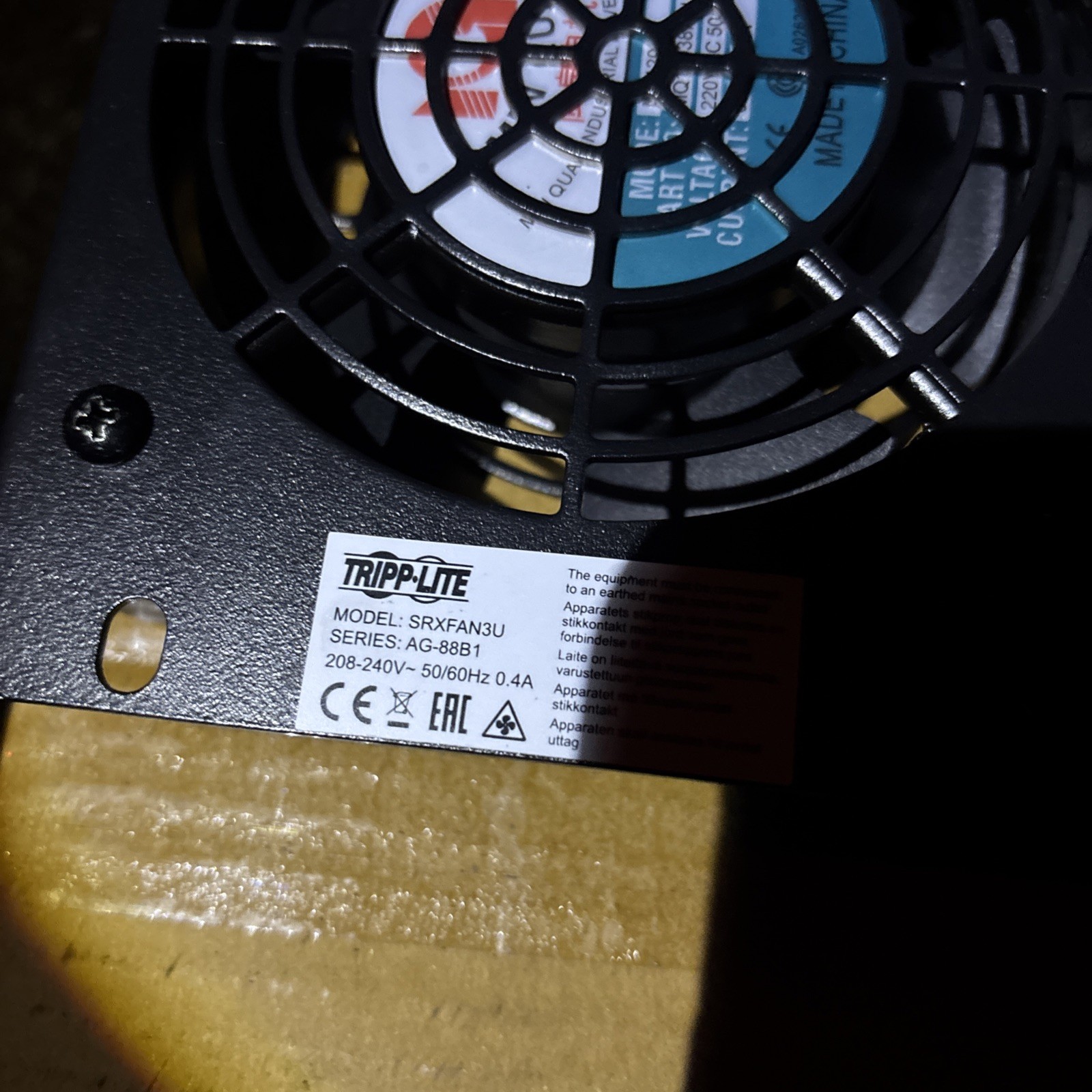 Tripp Lite SRFAN3U SmartRack 3U Fan Panel 5 High-Performance Fans, 120V Fan.