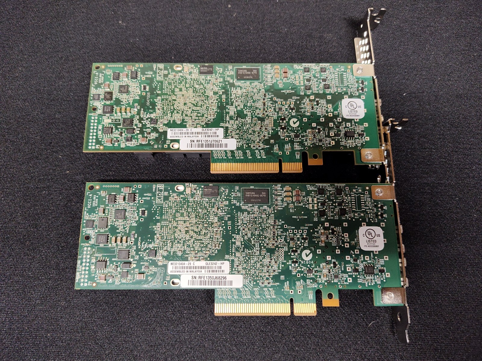 Lot of 2 HP NC523SFP QLE3242-HP 10GB Dual Port Server Adapters