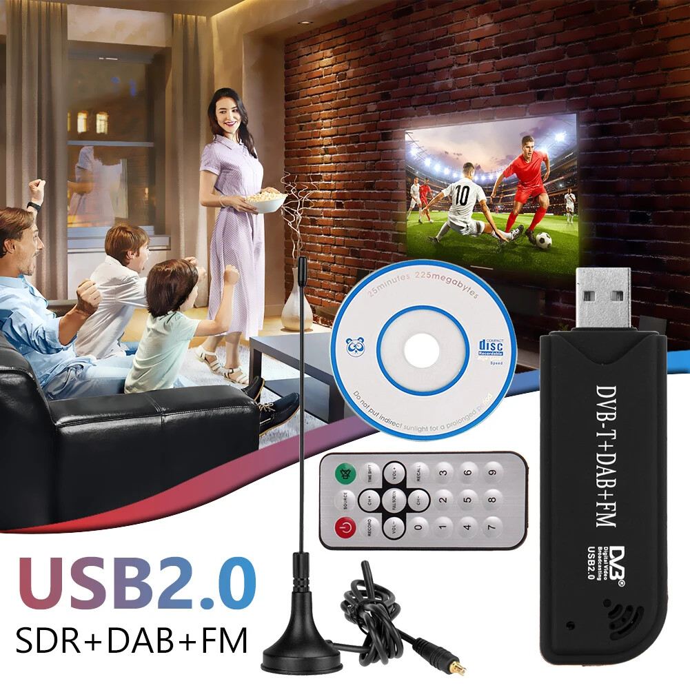 USB2.0 Digital DVB-T SDR+DAB+FM HDTV TV Tuner Receiver Stick HE RTL2832U & R820T