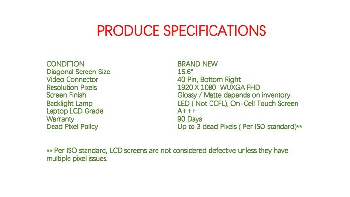 KWH3G FHD IPS 1920×1080 Dell Touch LED LCD Screen LP156WF7(SP)(A1) 0KWH3G FAST!