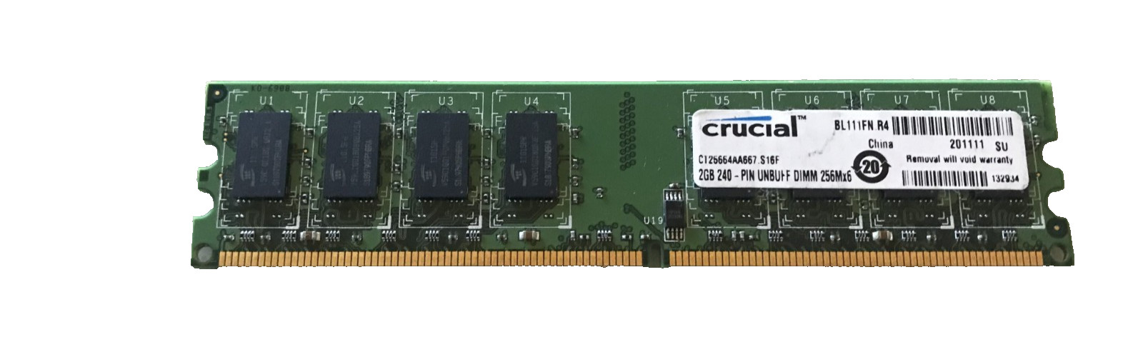2GB DDR2 PC2-5300U 667MHz DIMM 240-pin Crucial CT25664AA667. S16F Memory