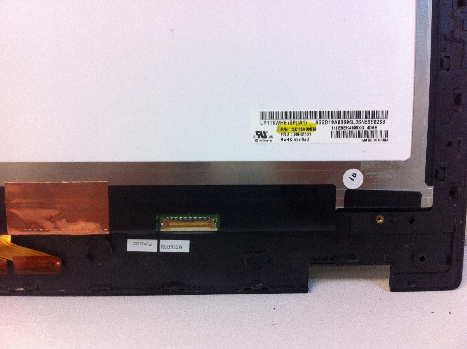 Lenovo Thinkpad Yoga 11e 3Rd Gen 20E7 LCD Touch Screen 00HM131 LP116WH6 SP A1 15