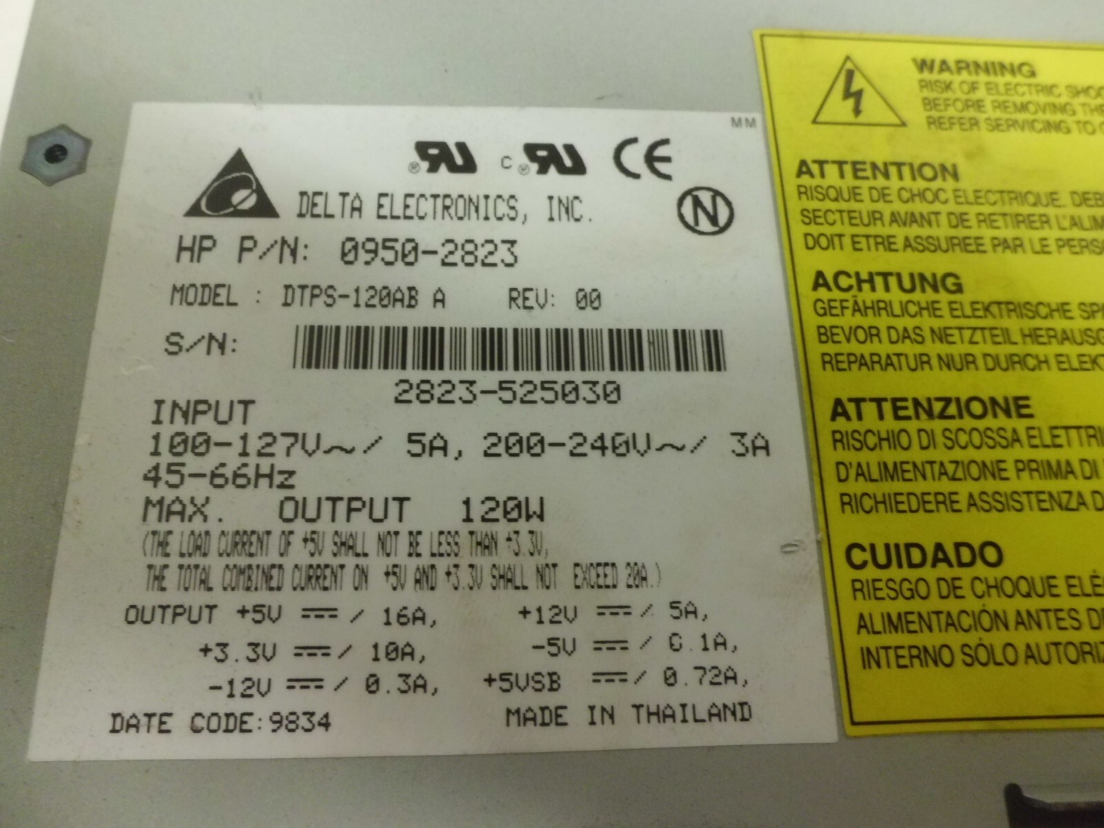 0950-2823 HP HEWLETT PACKARD POWER SUPPLY, tested good, 30 days return