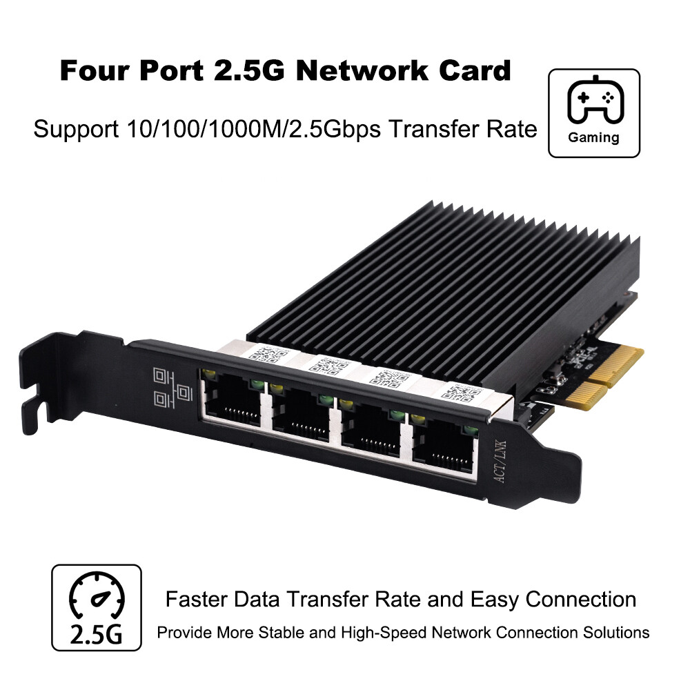 4 Port Gigabit NIC for Intel I226 Gigabit Ethernet PCI-E To RJ45 Network Adapter