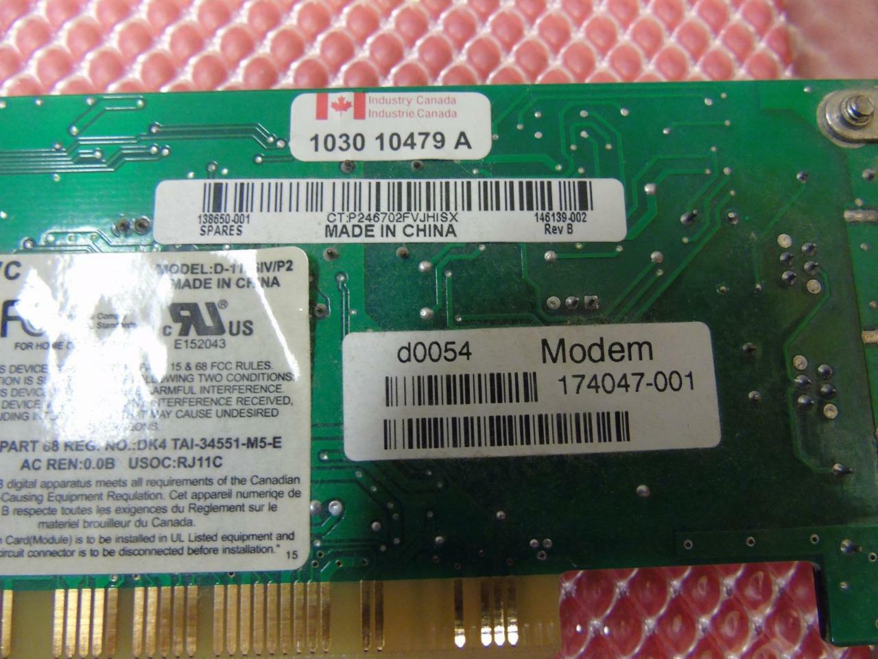 Compaq Presario 7594 Desktop PC PCI FAX Modem 174047-001, 1789-BRD-PCB-51-A