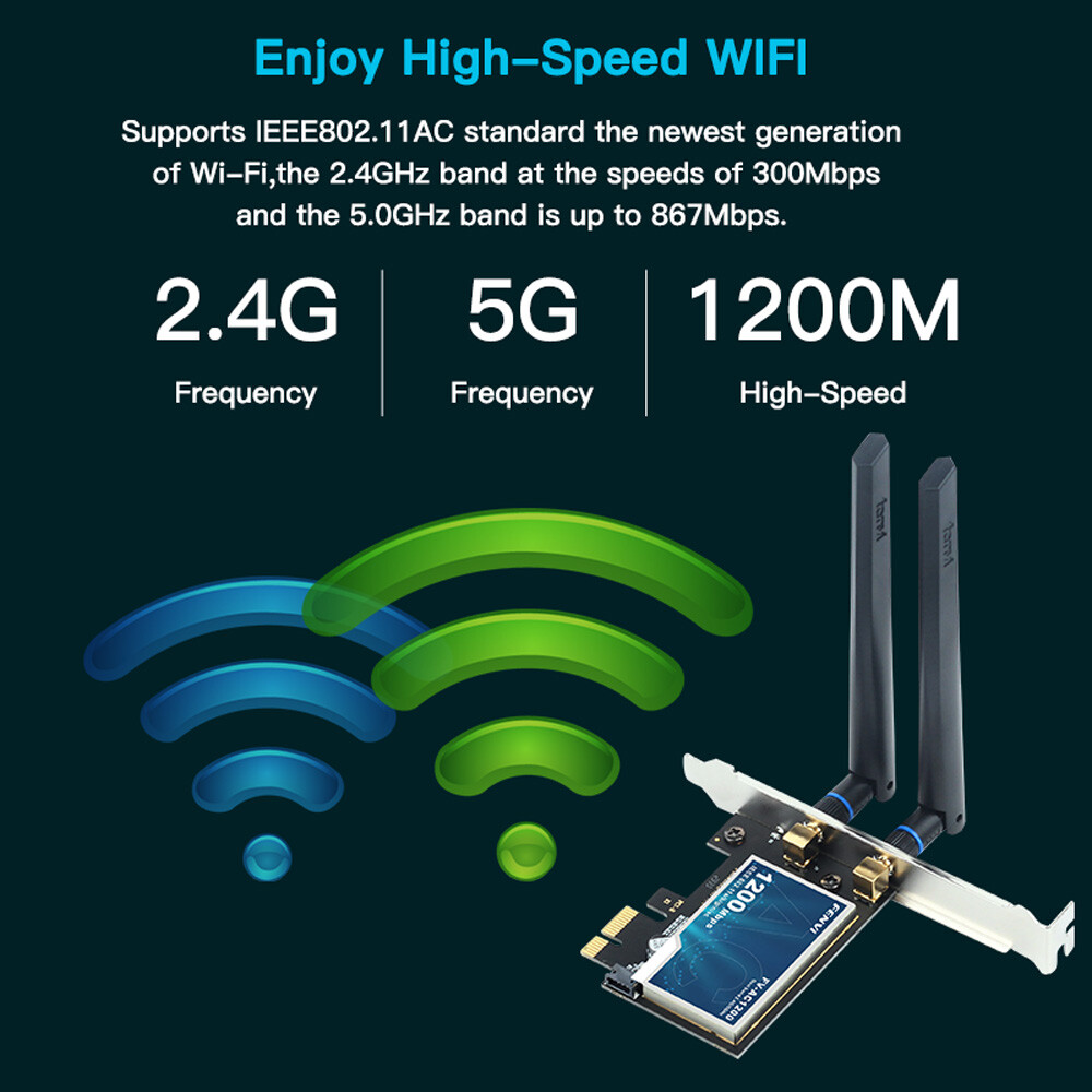 AC1200 PCIe WiFi Card for Desktop PC wifi Bluetooth 4.2 Wireless Network Adapter