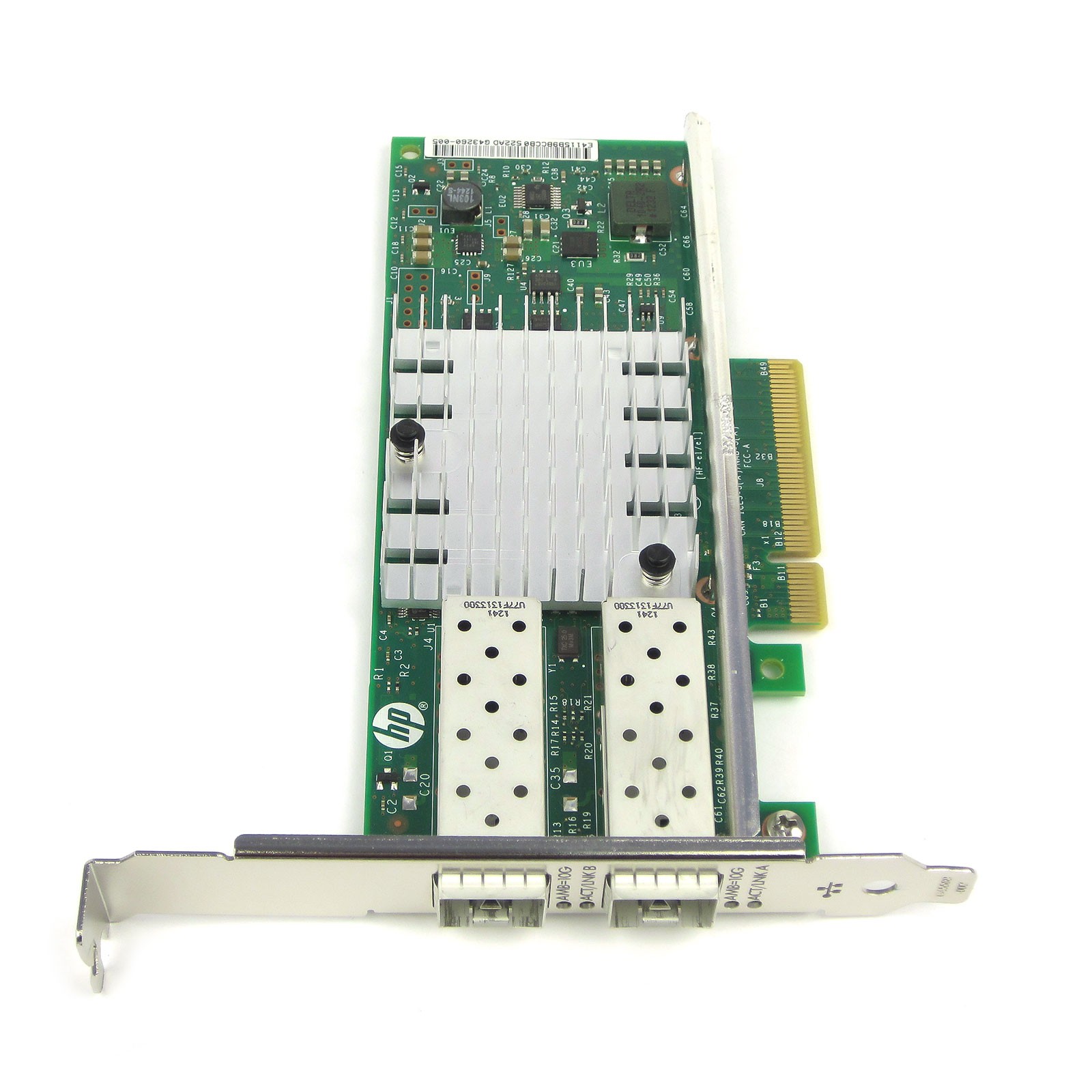HP 560SFP+ Intel X520-DA2 Dual-Port 10GB SFP+ PCIe 2.0 x8 NIC Full Height Brackt