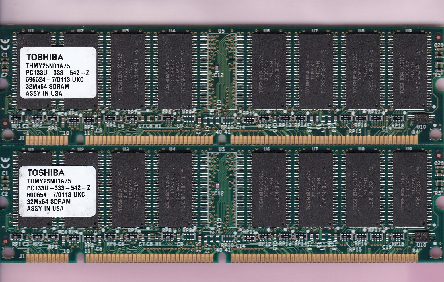 512MB 2x256MB PC-133 TOSHIBA THMY25N01A75 Desktop Memory Kit 32Mx64 PC133 SDRAM