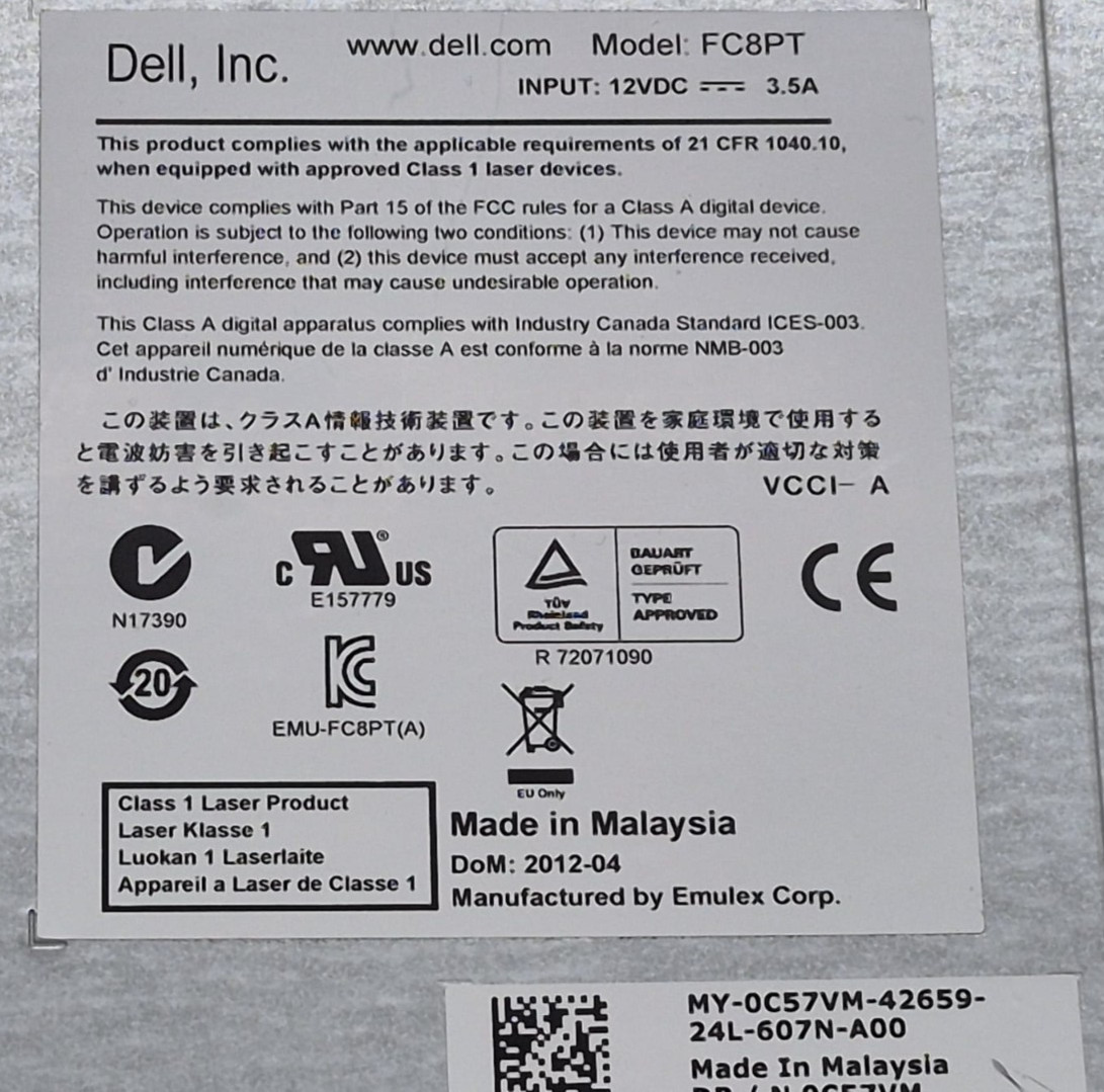 C57VM Dell M1000e 8/4Gbps 16 Port Fibre Channel Pass Through Module